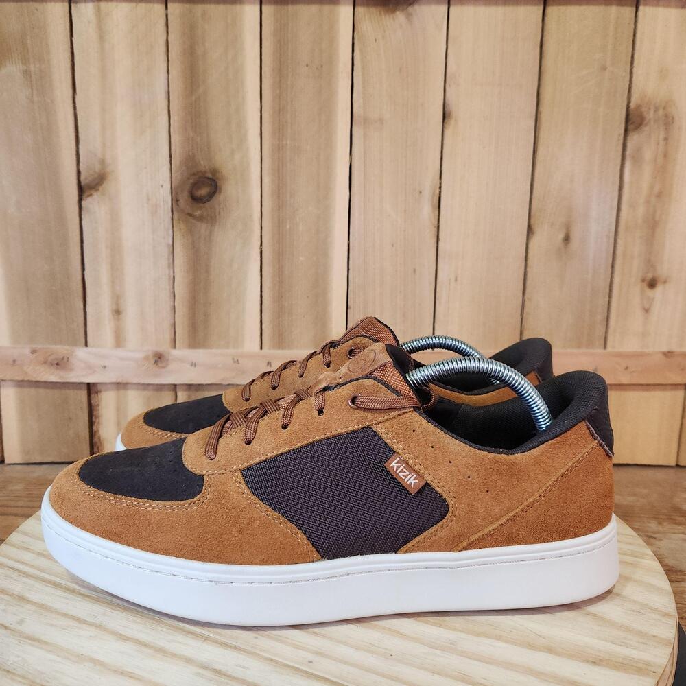 Kizik Oslo Shoes Mens 10.5 Brown Suede Caramel Cafe Mesh Hands Free Sneakers